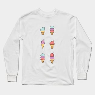 Summer Ice Cream Cone Pattern Long Sleeve T-Shirt